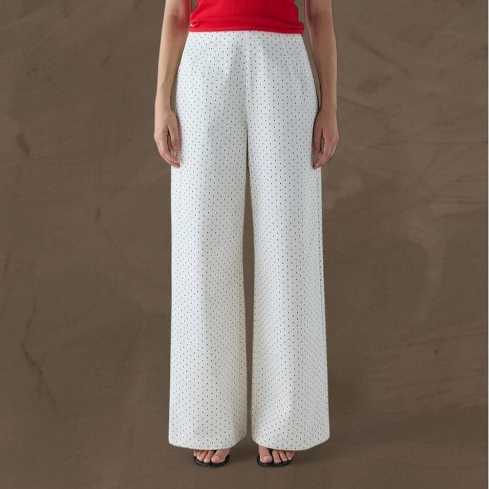 VRG GRL polka dot white wide legged pants size 10 NEW